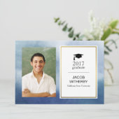 Blue Waterverf Afstuderen fotokaart Kaart (Staand voorkant)