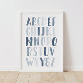 Blue Waterverf Alphabet ABC Boy Nursery Decor Poster