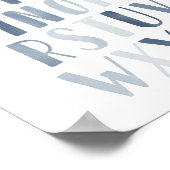 Blue Waterverf Alphabet ABC Boy Nursery Decor Poster (Hoek)