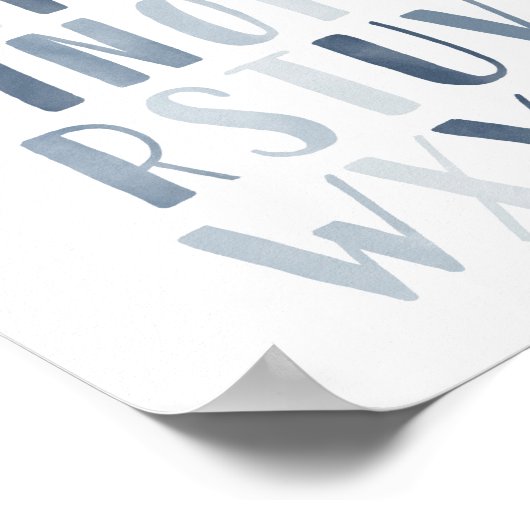 Blue Waterverf Alphabet ABC Boy Nursery Decor Poster (Hoek)