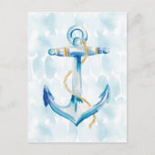 Blue Waterverf Anchor Briefkaart (Voorkant)