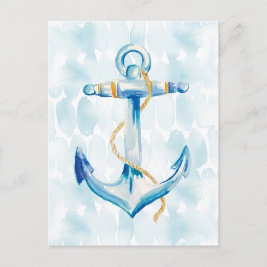 Blue Waterverf Anchor Briefkaart (Voorkant)