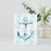 Blue Waterverf Anchor Briefkaart (Staand voorkant)