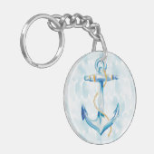 Blue Waterverf Anchor Sleutelhanger (Voorkant Links)