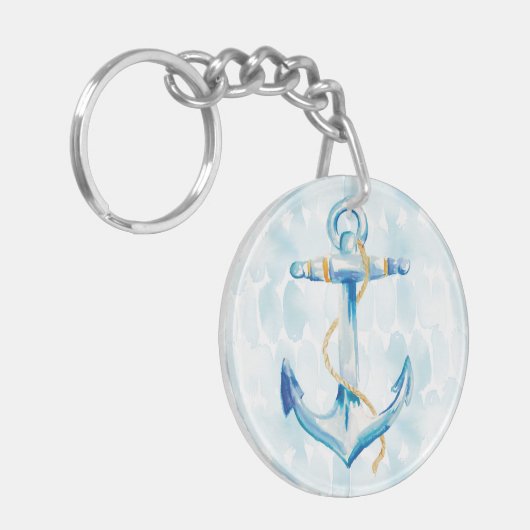 Blue Waterverf Anchor Sleutelhanger (Voorkant Links)