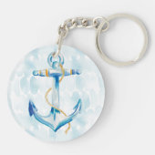 Blue Waterverf Anchor Sleutelhanger (Achterkant)