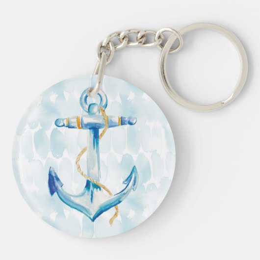Blue Waterverf Anchor Sleutelhanger (Achterkant)