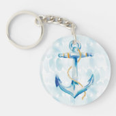 Blue Waterverf Anchor Sleutelhanger (Voorkant)