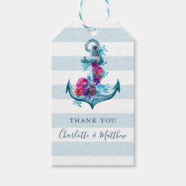 Blue Waterverf Anchor Wedding Bedankt Cadeaulabel
