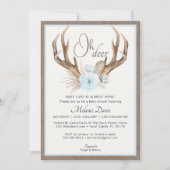 Blue Waterverf Antler Baby shower Invitation – Ru Kaart (Voorkant)