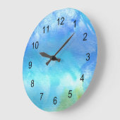 Blue Waterverf Art-klok Grote Klok (Hoek)