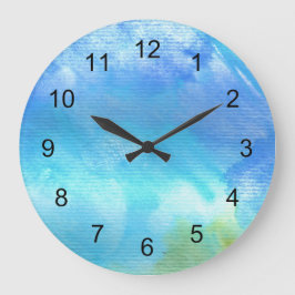 Blue Waterverf Art-klok Grote Klok