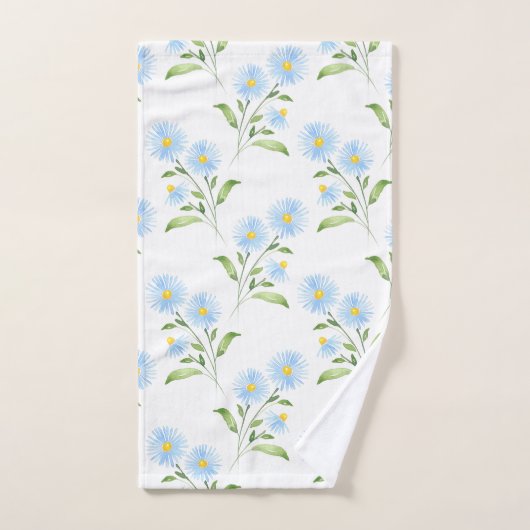 Blue Waterverf Asters Patroon Bad Handdoek (Handdoek)