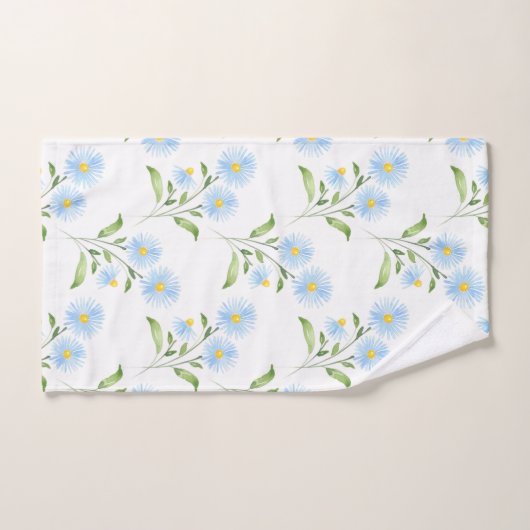 Blue Waterverf Asters Patroon Bad Handdoek (Handdoek)