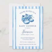 Blue Waterverf Baby Bootie Baby shower Uitnodiging (Voorkant)