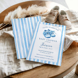 Blue Waterverf Baby Bootie Baby shower Uitnodiging