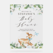 Blue Waterverf Baby Deer Woodland Baby shower Acryl Bord (Voorkant)