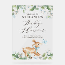 Blue Waterverf Baby Deer Woodland Baby shower