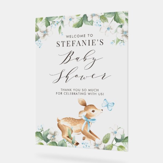 Blue Waterverf Baby Deer Woodland Baby shower Acryl Bord (Hoek)