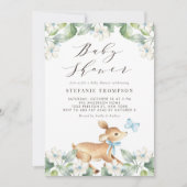 Blue Waterverf Baby Deer Woodland Baby shower Kaart (Voorkant)
