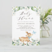 Blue Waterverf Baby Deer Woodland Baby shower Kaart (Staand voorkant)