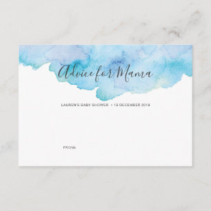 Blue waterverf Baby shower Advice for Mama Cards Kaart