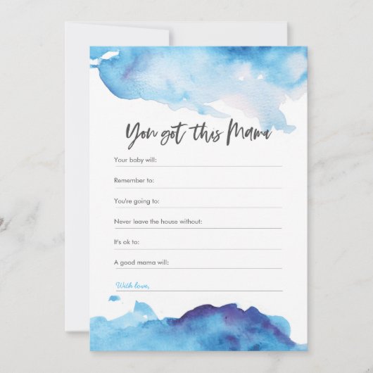 Blue waterverf Baby shower Je hebt deze mama Kaart (Voorkant)