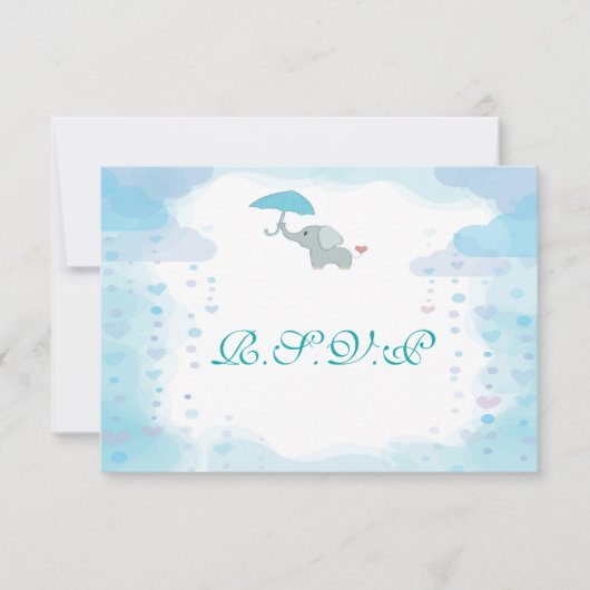 Blue Waterverf Baby shower RSVP-kaart RSVP Kaartje (Voorkant)