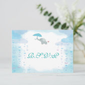 Blue Waterverf Baby shower RSVP-kaart RSVP Kaartje (Staand voorkant)