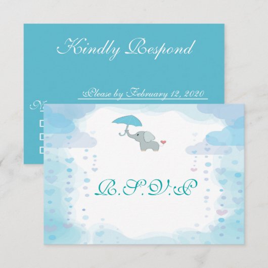 Blue Waterverf Baby shower RSVP-kaart RSVP Kaartje (Voorkant / Achterkant)
