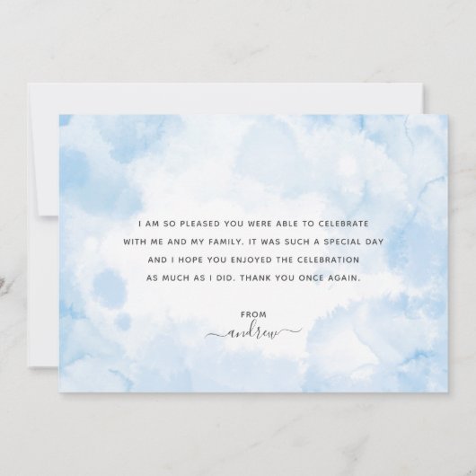 Blue Waterverf Bar Mitzvah Bedankkaart (Achterkant)