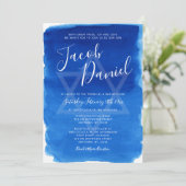 Blue Waterverf Bar Mitzvah Kaart (Staand voorkant)