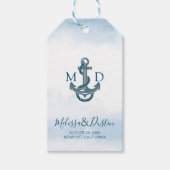 Blue Waterverf Beach Anker Nautische bruiloft Cadeaulabel (Voorkant)