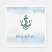Blue Waterverf Beach Anker Nautische bruiloft Servet (Voorkant)