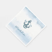 Blue Waterverf Beach Anker Nautische bruiloft Servet (Hoek)