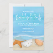 Blue Waterverf Beach Bachelorette Party QR Code Kaart (Voorkant)
