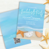 Blue Waterverf Beach Bachelorette Party QR Code Kaart