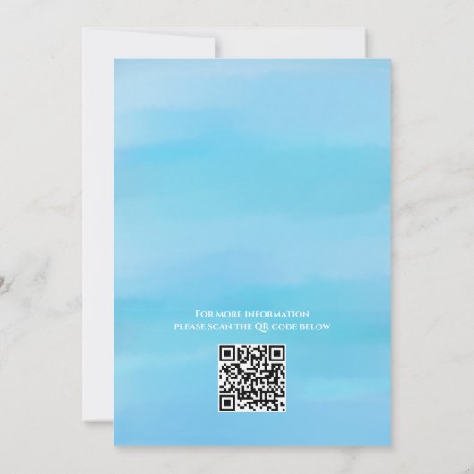 Blue Waterverf Beach Bachelorette Party QR Code Kaart (Achterkant)