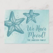 Blue Waterverf Beach Bewegende Aankondiging Kaart (Voorkant)