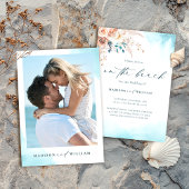 Blue Waterverf Beach huwelijksuitnodiging Kaart