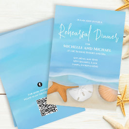 Blue Waterverf Beach repetitie Dinner QR Code Kaart