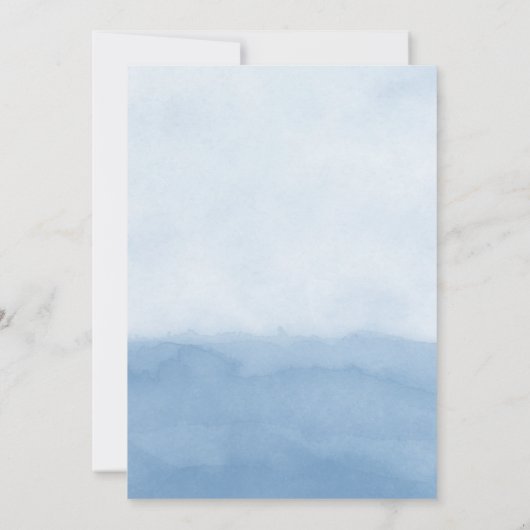 Blue Waterverf Beach Seashell Wedding Kaart (Achterkant)