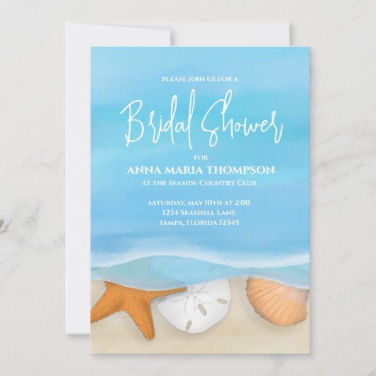 Blue Waterverf Beach Vrijgezellenfeest Cadeauregis Kaart (Voorkant)