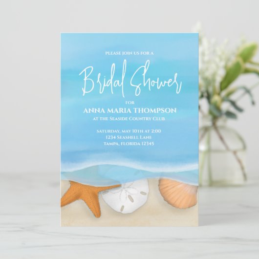 Blue Waterverf Beach Vrijgezellenfeest Cadeauregis Kaart (Staand voorkant)