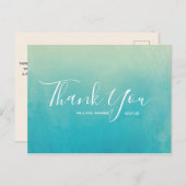 Blue Waterverf Beach Weddenschap Bedankt Briefkaart (Voorkant / Achterkant)