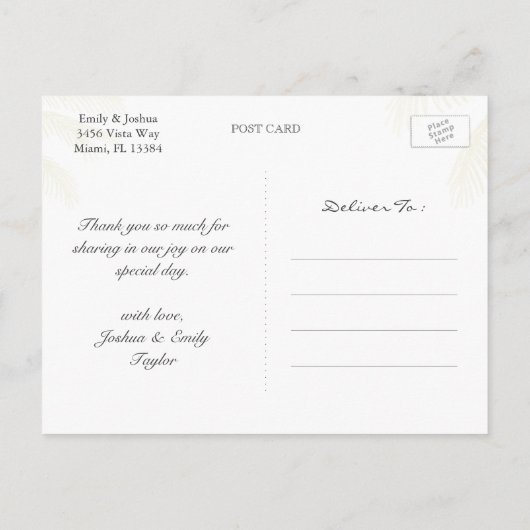 Blue Waterverf Beach Wedding Bedankt Briefkaart (Achterkant)