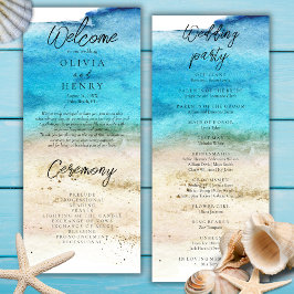 Blue Waterverf Beach Wedding Programma