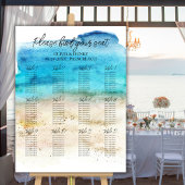 Blue Waterverf Beach Wedding RSVP Kaartje