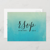 Blue Waterverf Beach Wedding Rsvp Uitnodiging Briefkaart (Voorkant / Achterkant)