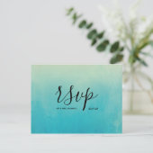 Blue Waterverf Beach Wedding Rsvp Uitnodiging Briefkaart (Staand voorkant)